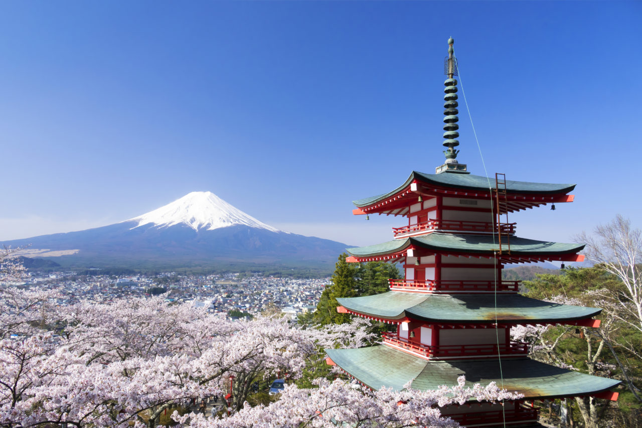 mt. fuji with temple